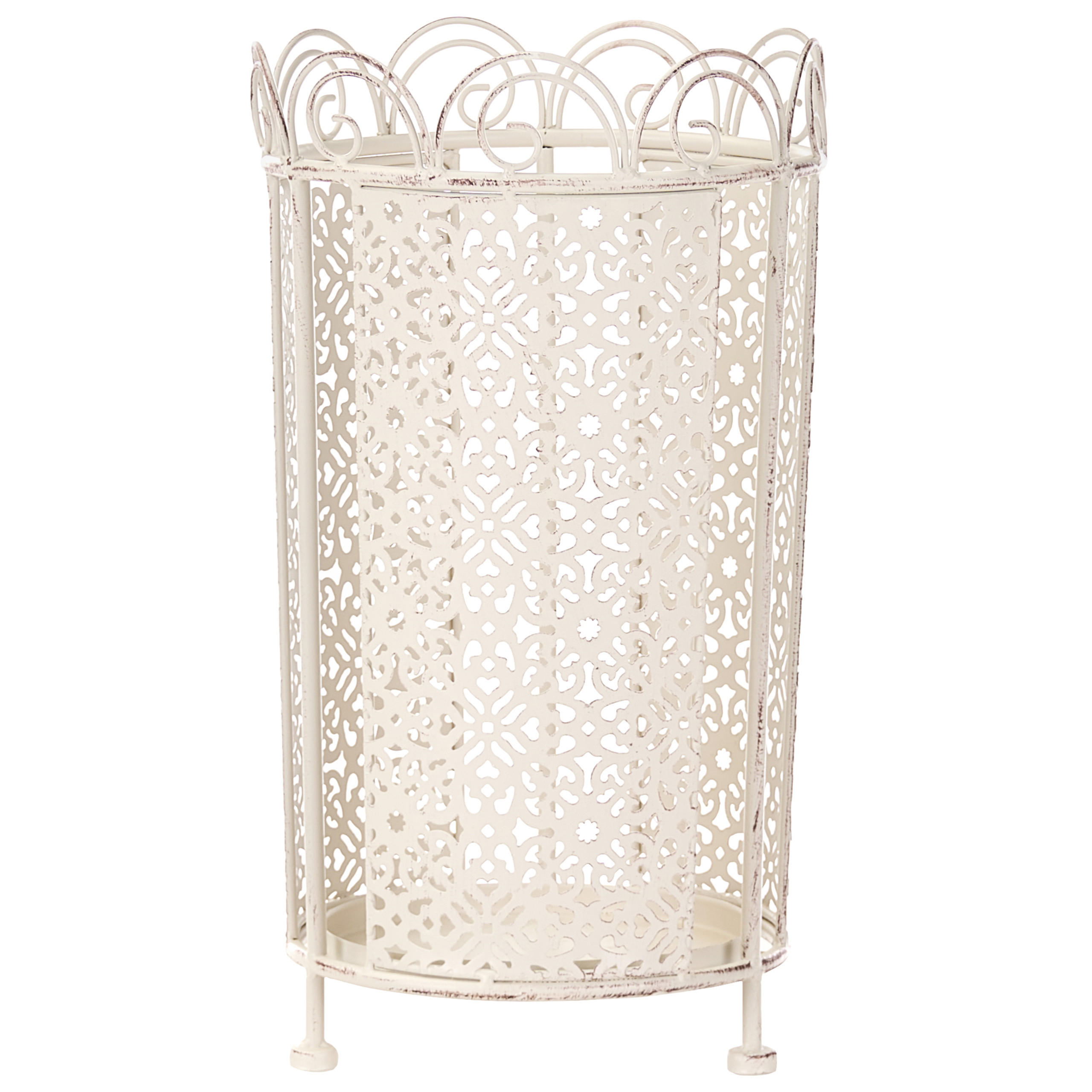 SCHIRMSTÄNDER Metall Cremeweiß Orliac - Creme/Weiß, Metall (24/43/24cm) - Beliani