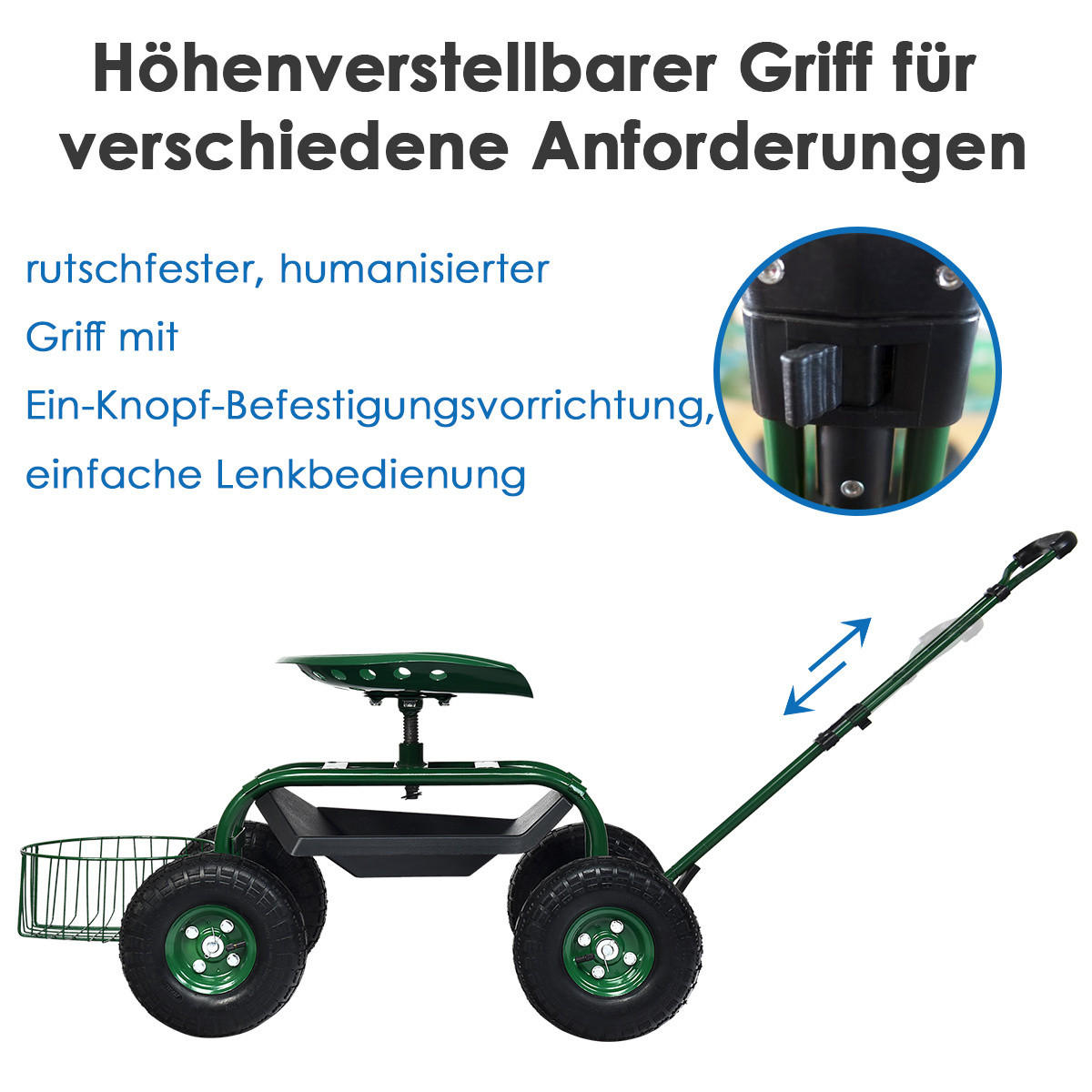 GARTENWAGEN Grün - Grün, Metall (96.5/45.5/48.5cm) - COSTWAY