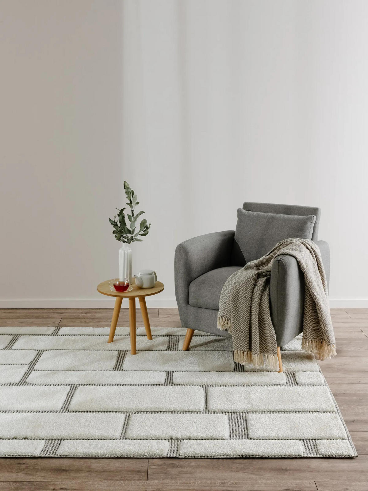 TEPPICH Elvy Cream/Grau 200x300 cm - Creme, Kunststoff (200/300cm) - benuta