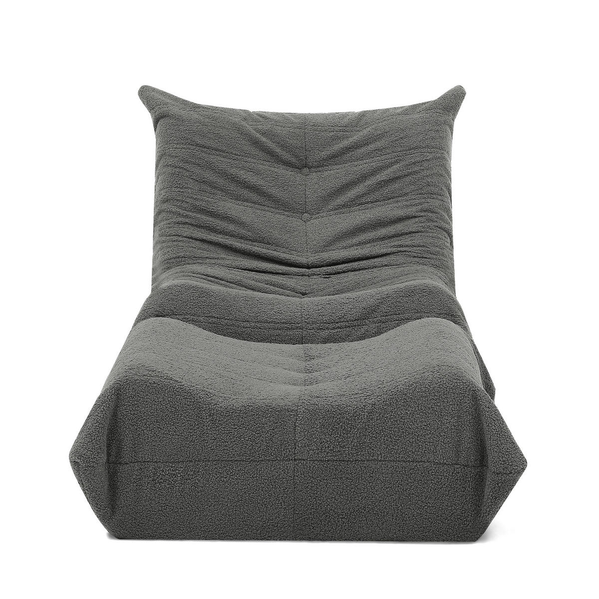 LAZY SOFA Teddyfell Optik mit Hocker weich & ergonomisch - Grau, Textil (100/70/90cm) - Urban Meuble