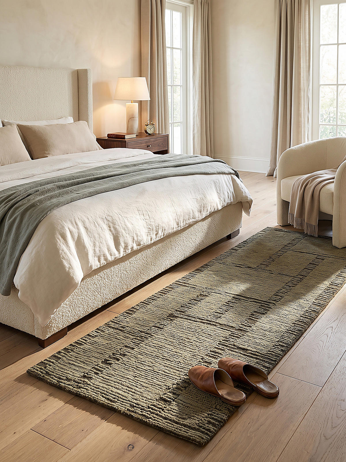 LÄUFER handgetuftet GANNEL, in Salbeigrün, Blockdesign, 80 x 230 cm - Grün, Textil (80/230cm) - KADIMA DESIGN