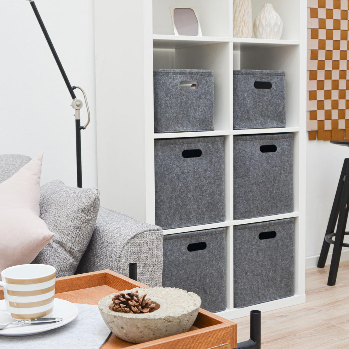AUFBEWAHRUNGKORB FILZ 33/33 , grau - Grau, Kunststoff (33/33/33cm) - Dunedesign