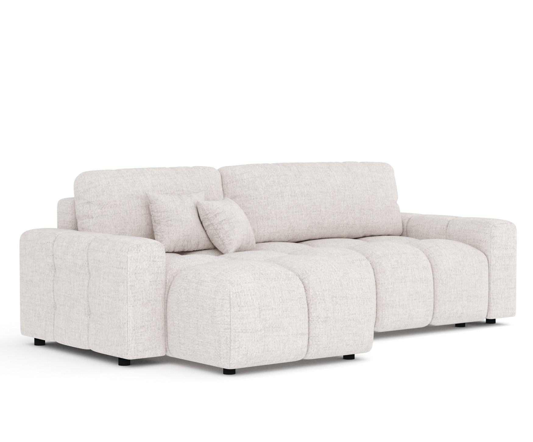 ECKSOFA MIT SCHLAFFUNKTION Ucci Beige Webstoff - Beige/Schwarz, Holz/Holzwerkstoff (233/142cm) - Maison de Reve