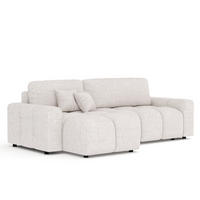 ECKSOFA MIT SCHLAFFUNKTION Ucci Beige Webstoff - Beige/Schwarz, Holz/Holzwerkstoff (233/142cm) - Maison de Reve