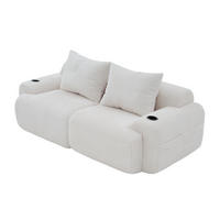 2-SITZER Sofa Cord mit Getränkehalter und Seitentasche 200/99/80 cm Beige - Beige, Textil (99/80/200cm) - Redom