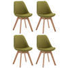 STUHL 4er Set Stoff grün - Eukalyptusholzfarben/Grün, Holz/Textil (48/84/55cm) - CLP