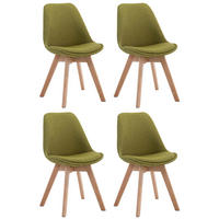 STUHL 4er Set Stoff grün - Eukalyptusholzfarben/Grün, Holz/Textil (48/84/55cm) - CLP