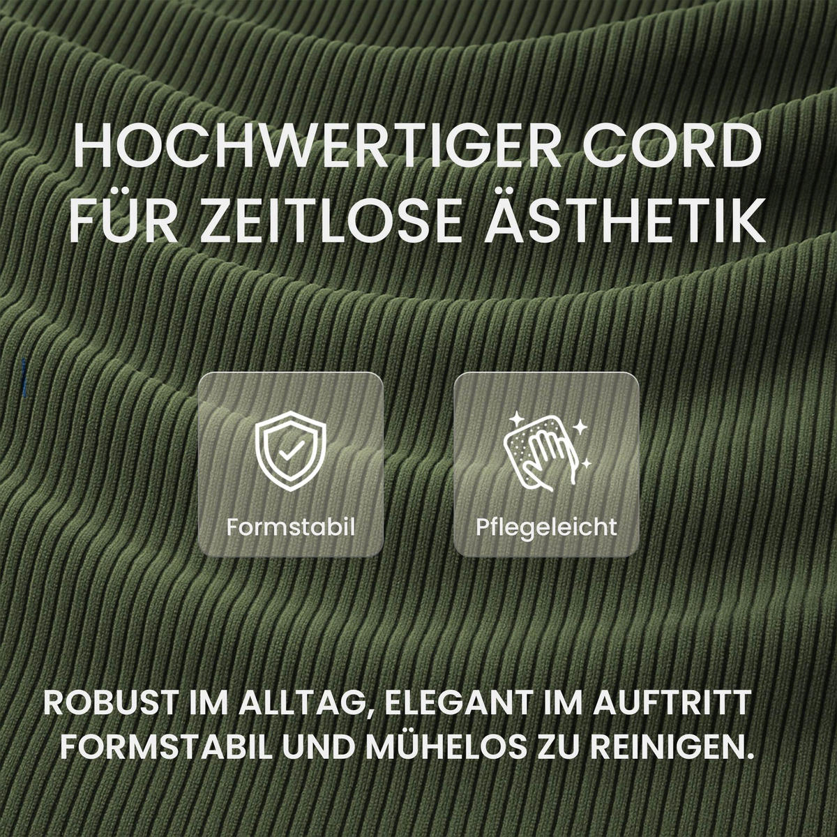 ESSZIMMERSTUHL Cord Grün - Eukalyptusholzfarben/Grün, Holz/Textil (65/82/64cm) - CLP