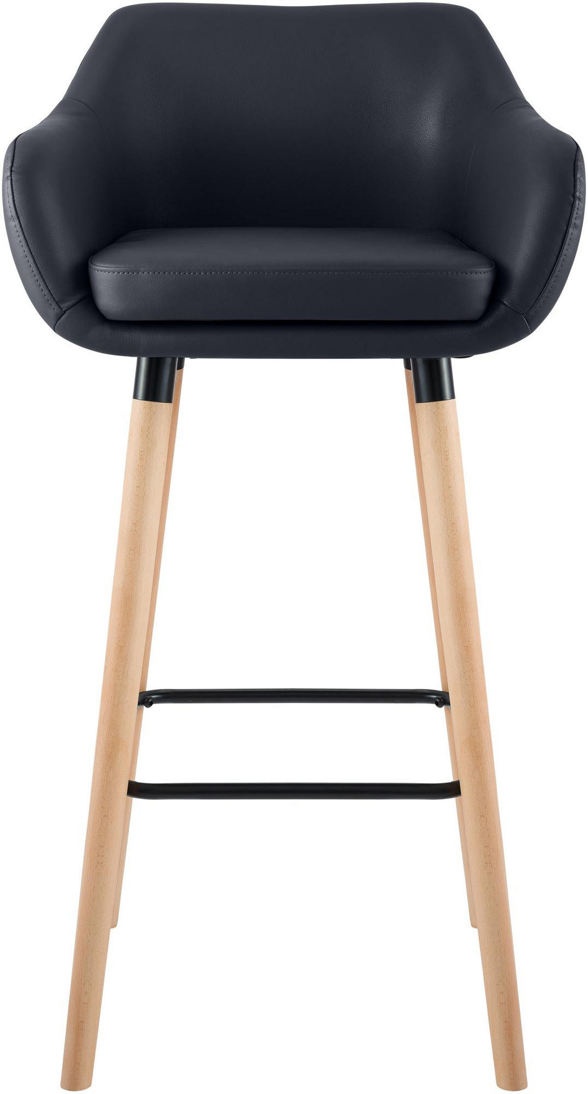 BARHOCKER 2er Set Mirid Kunstleder Schwarz - Schwarz, Leder (55/99/46cm) - DELUKE