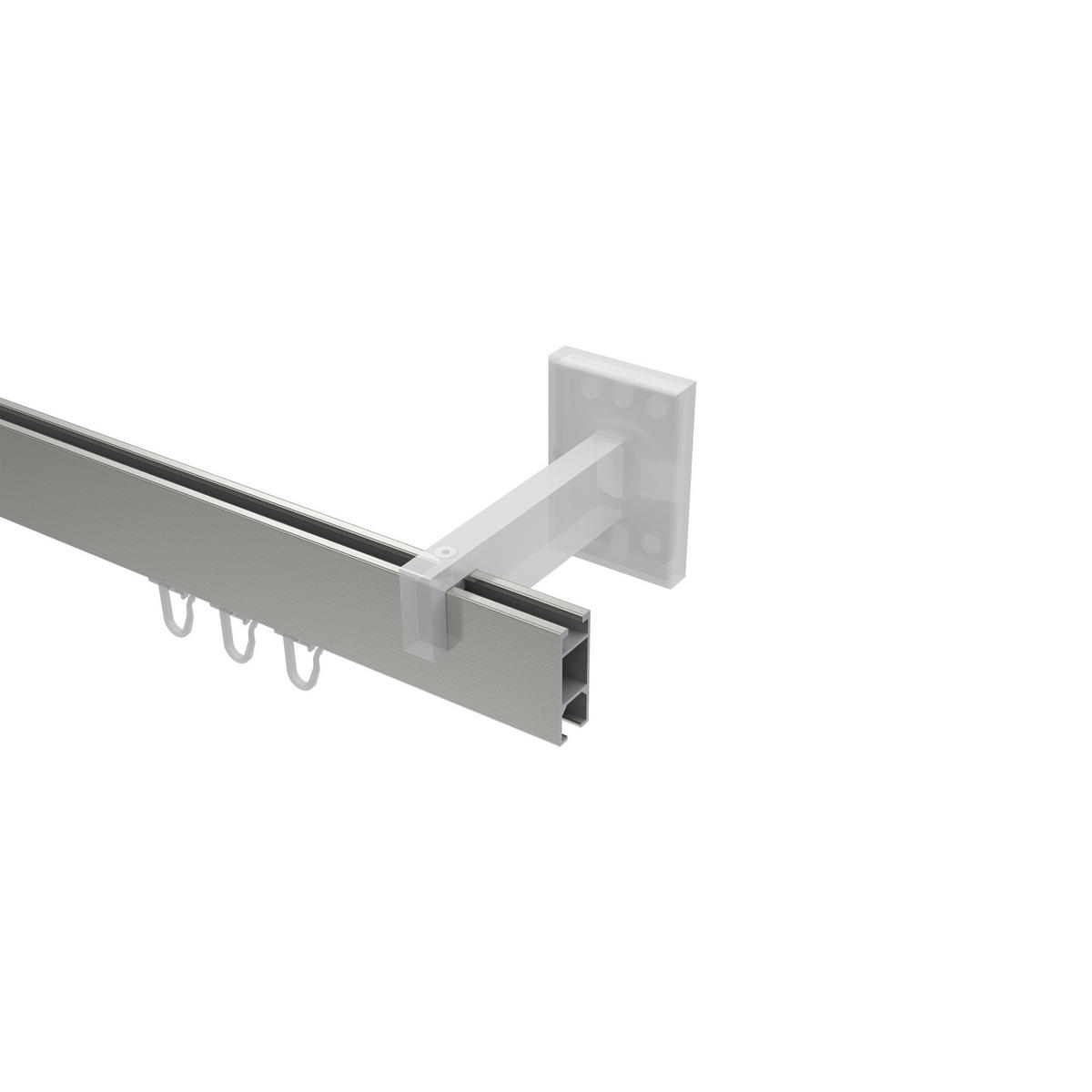INNENLAUF-GARDINENSTANGEN-SET Smartline Lox 360 cm (geteilt in 2 x 180 cm), 1-läufig, 14x35 mm Edelstahl-Optik - Edelstahlfarben, Metall (360cm) - INTERDECO
