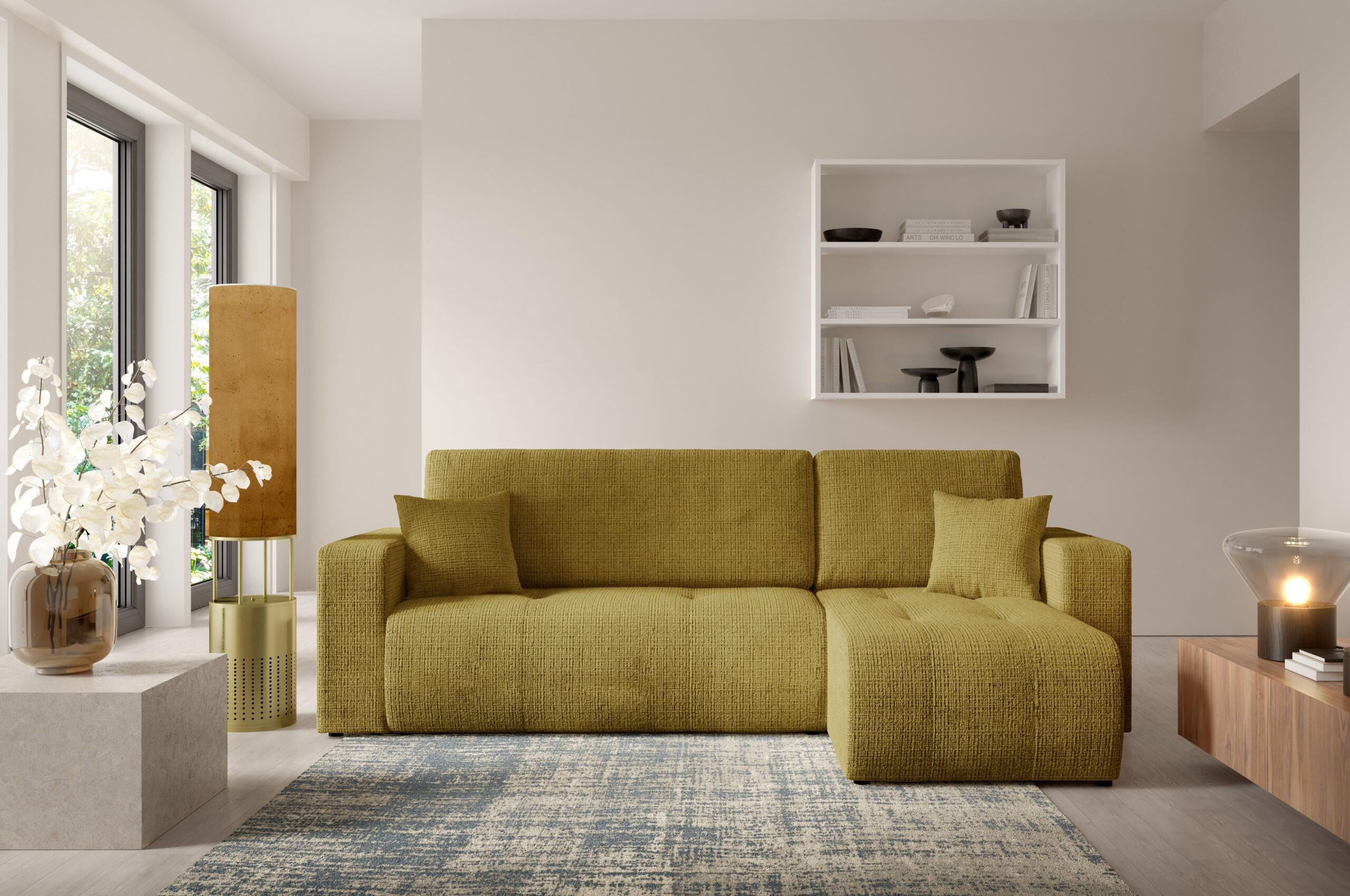 ECKSOFA mit Schlaffunktion Gelb - Gelb, Textil (244/145cm) - Furnisell