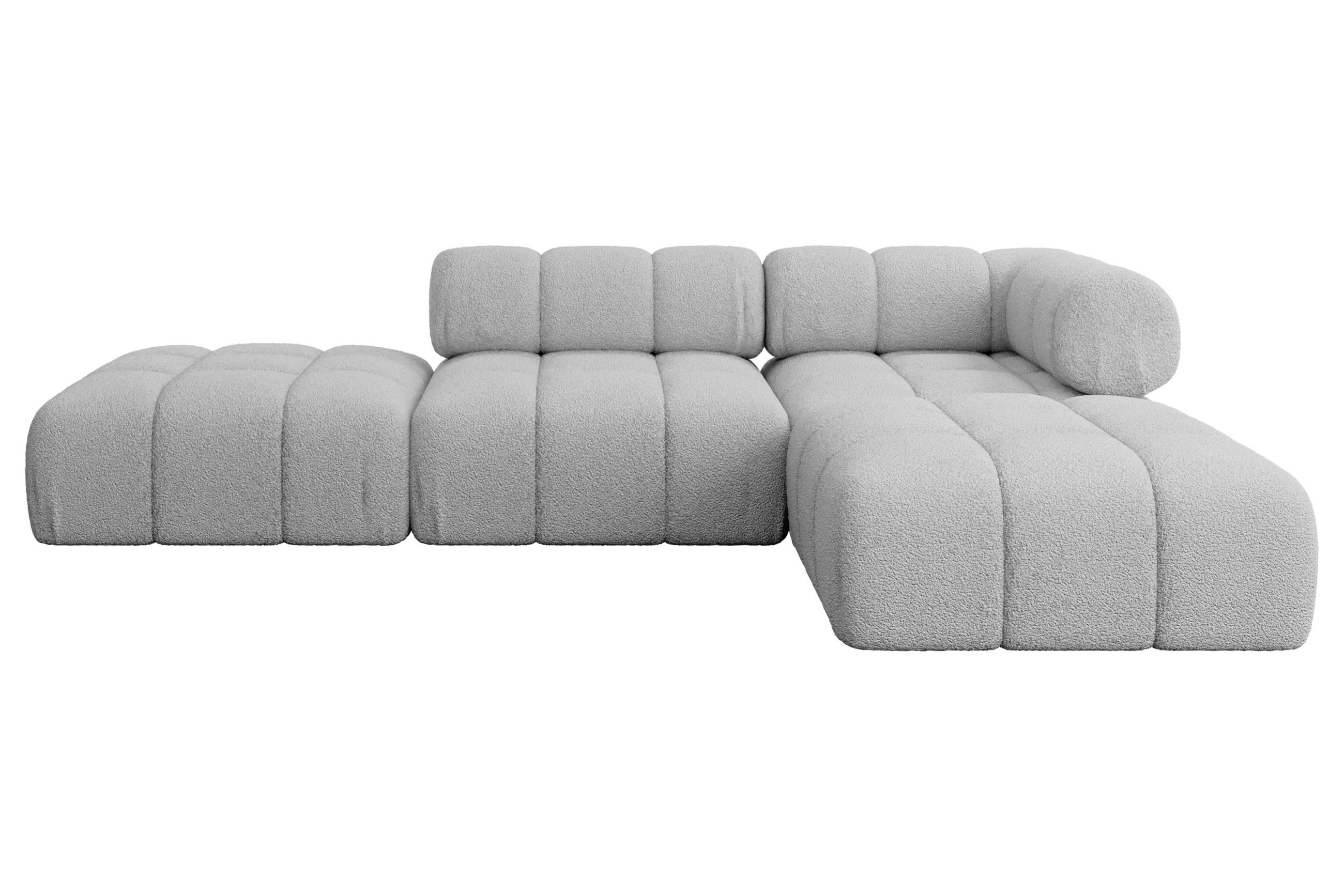 ECKSOFA modulares Sofa Kerru-L1 - 285x190x70 cm Hellgrau Bouclé - Hellgrau, Holzwerkstoff/Textil (285/190cm) - ALTDECOR