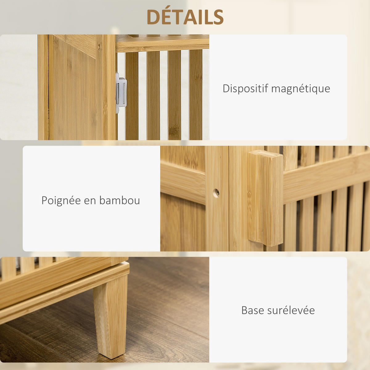 BADREGAL DE-12368 mit lamellentür 40/30/140 cm Naturholz - Naturfarben, Naturmaterialien (30/140/40cm) - ComfortXL