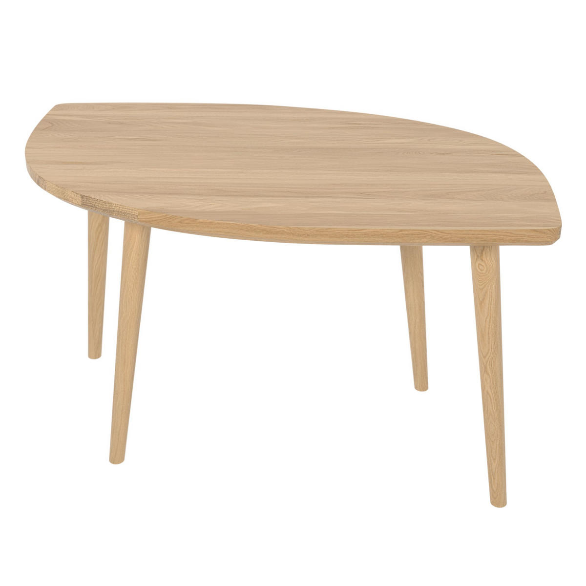 COUCHTISCH Tröpfchen P3, Massivholz, Eiche, tropfenförmige Platte, 100 cm - Eichefarben, Eichenholz/Holz (62.2/100/50cm) - Onemarket