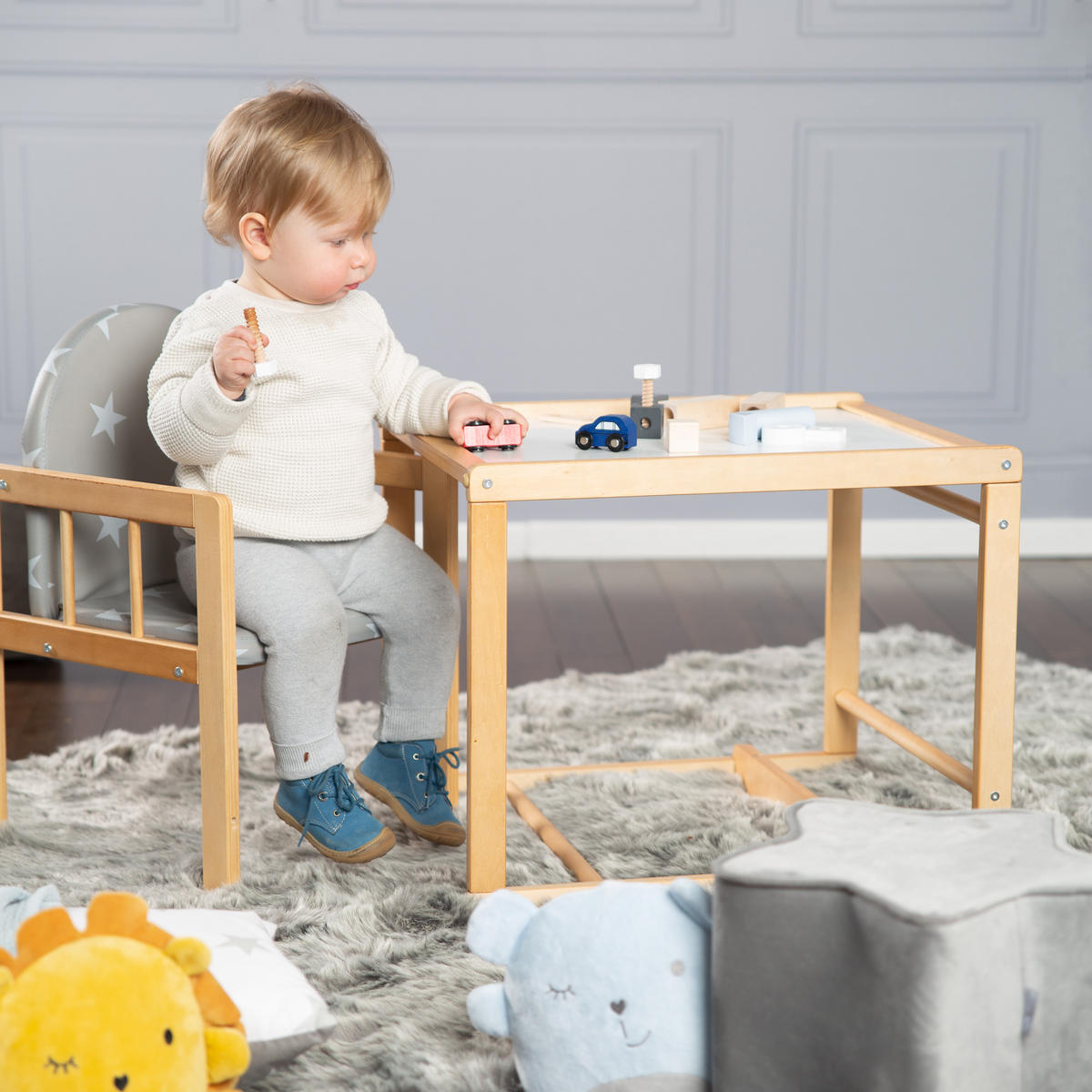 KOMBIHOCHSTUHL mit Sitzverkleinerer Little Stars Natur - Naturfarben, Holzwerkstoff/Textil (47/87/44.5cm) - Roba