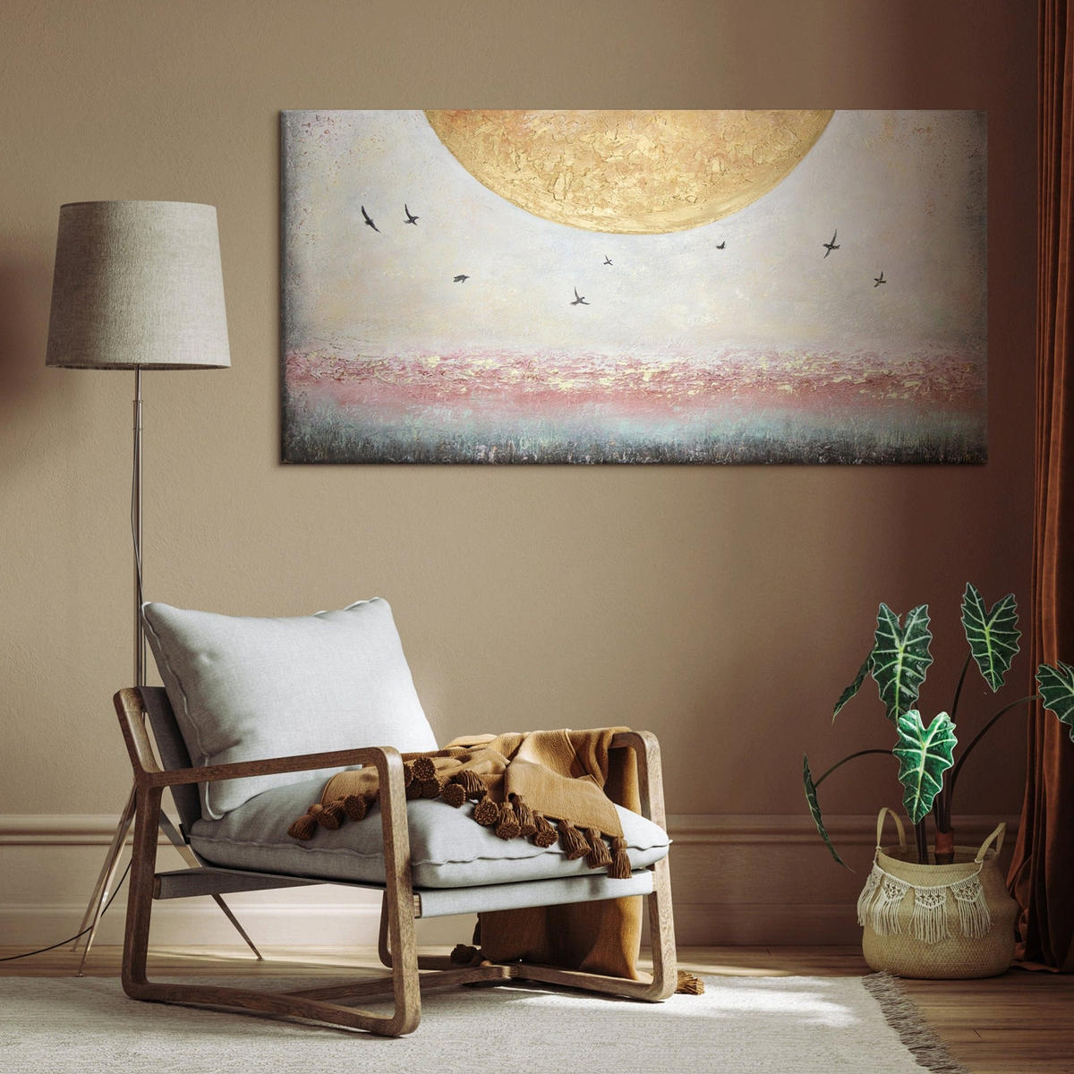 GEMÄLDE Sonnenenergie auf Keilrahmen 100x50 cm - Goldfarben, Holz (100/50cm) - YS-art gallery
