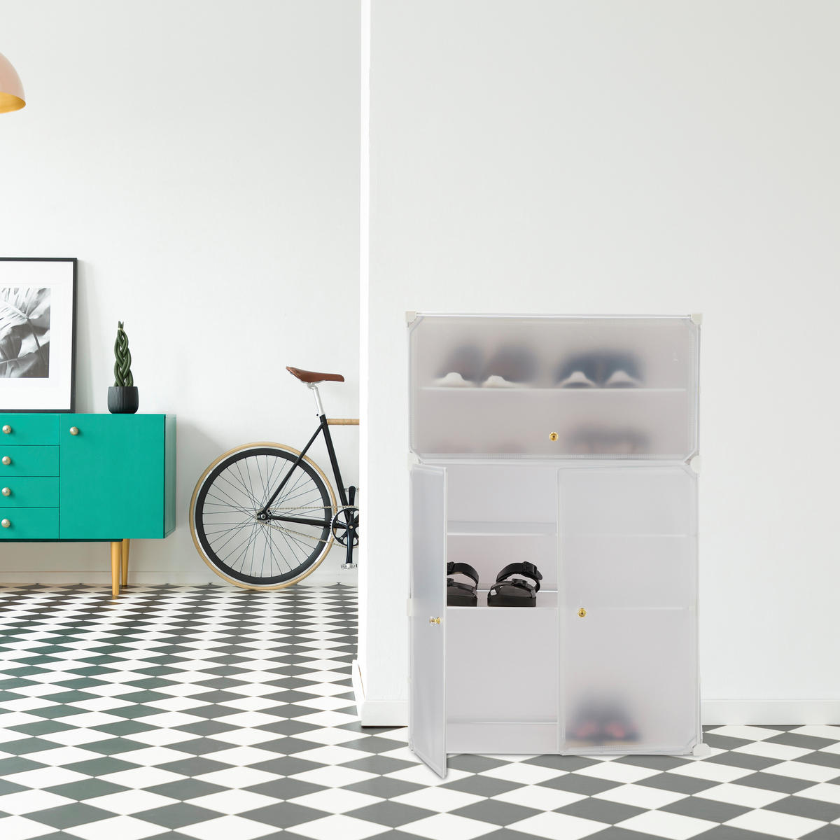 SCHUHSCHRANK - Schwarz, Kunststoff/Metall (61.5/94/31.5cm) - Relaxdays