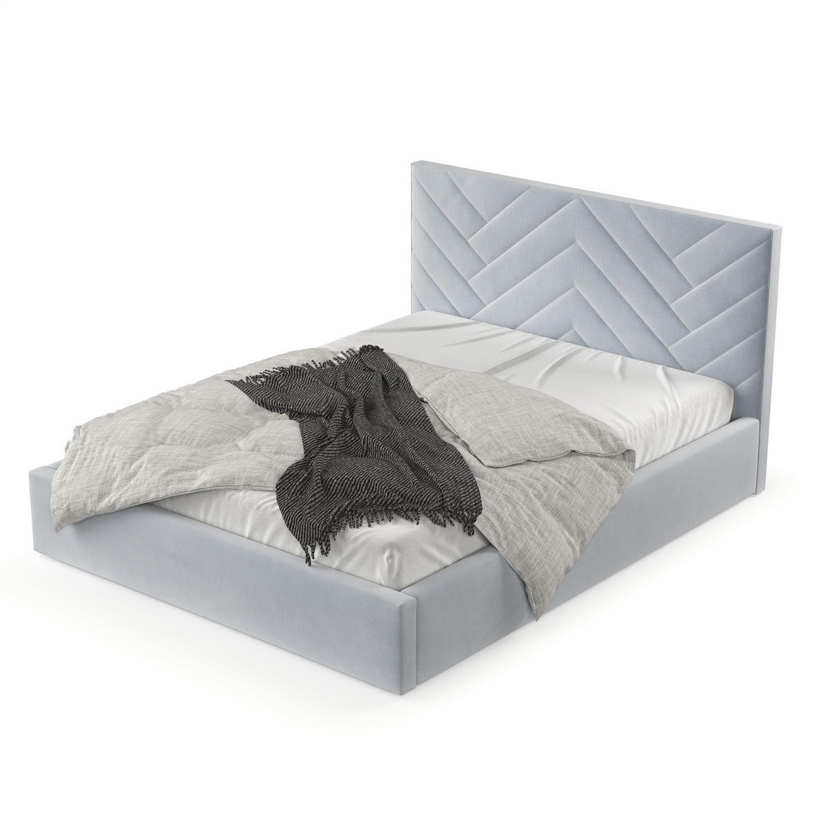 POLSTERBETT Arco 140/200 cm Hellgrau im Paros Stoff - Hellgrau/Schwarz, Holz/Holzwerkstoff (140/200cm) - AltaBeds