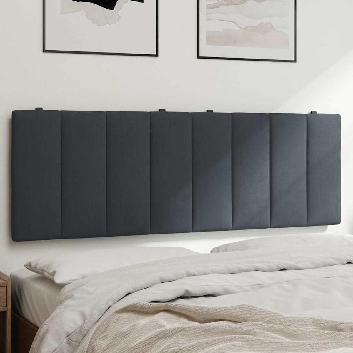 KOPFTEIL-KISSEN Dunkelgrau 120 Cm Samt - Dunkelgrau, Naturmaterialien - vidaXL