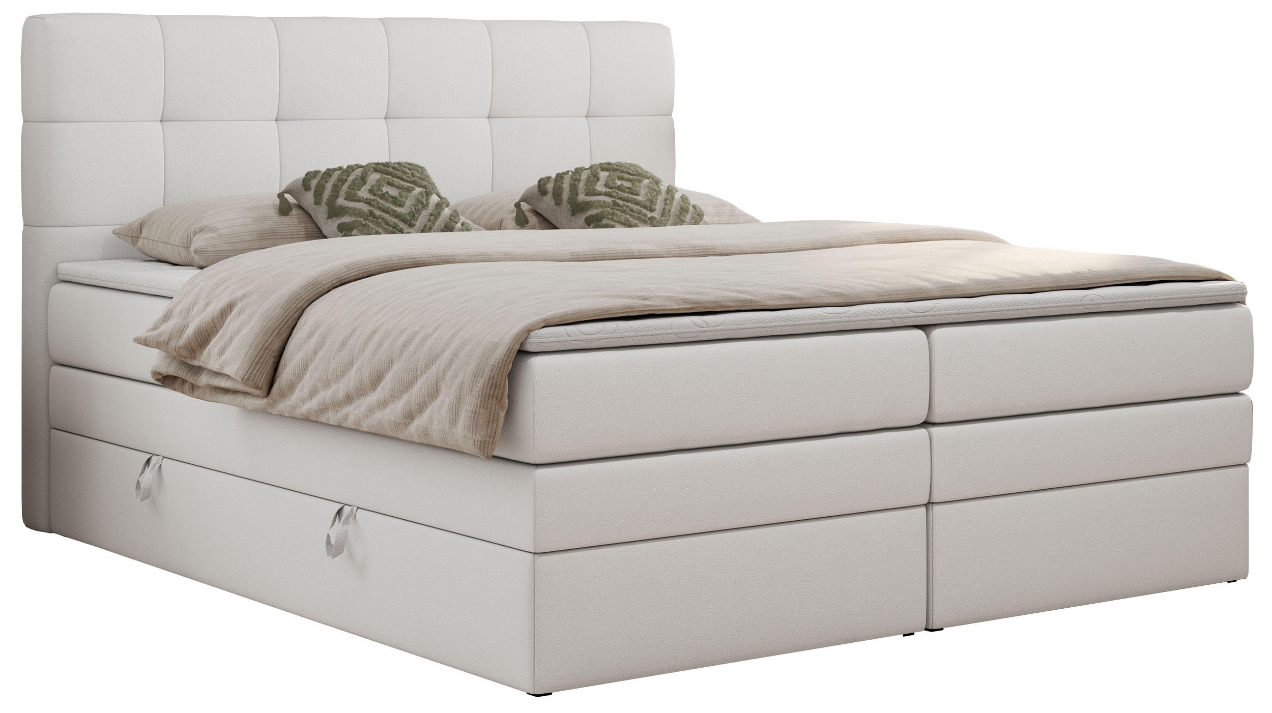 BOXSPRINGBETT LUKA KING 120/200 Weiß Kunstleder - H3 - Weiß, Holz/Textil (120/200cm) - MKS