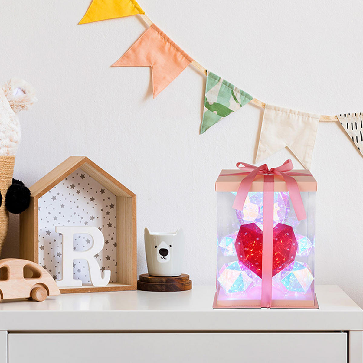 LED TISCHLEUCHTE Kristalloptik Rot - Rot, Kunststoff (23/19/30cm) - Globo Lighting