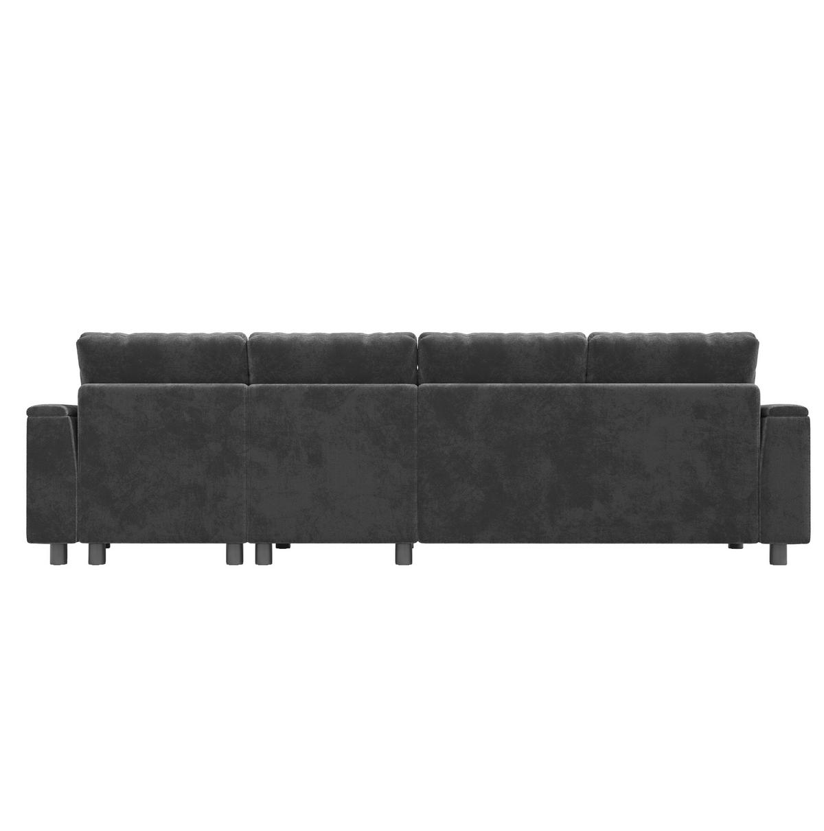 ECKSOFA 280/137/84 cm grau aus Chenille mit Schlaffunktion - Grau, Textil (137/280cm) - OKWISH