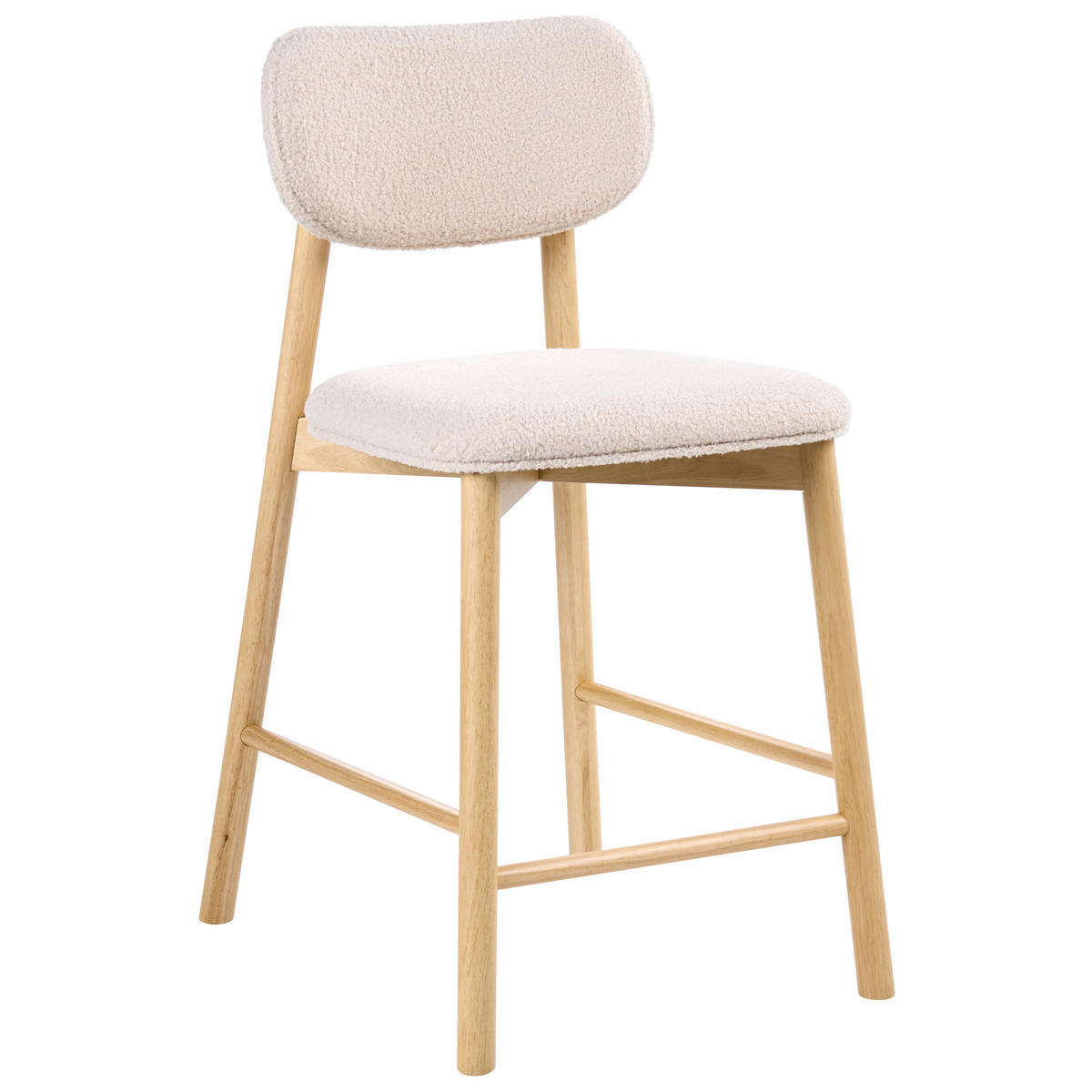BARSTUHL 2er-Set Bouclé Hellbraun/Beige Mills - Hellbraun, Textil (51/96/61cm) - Beliani