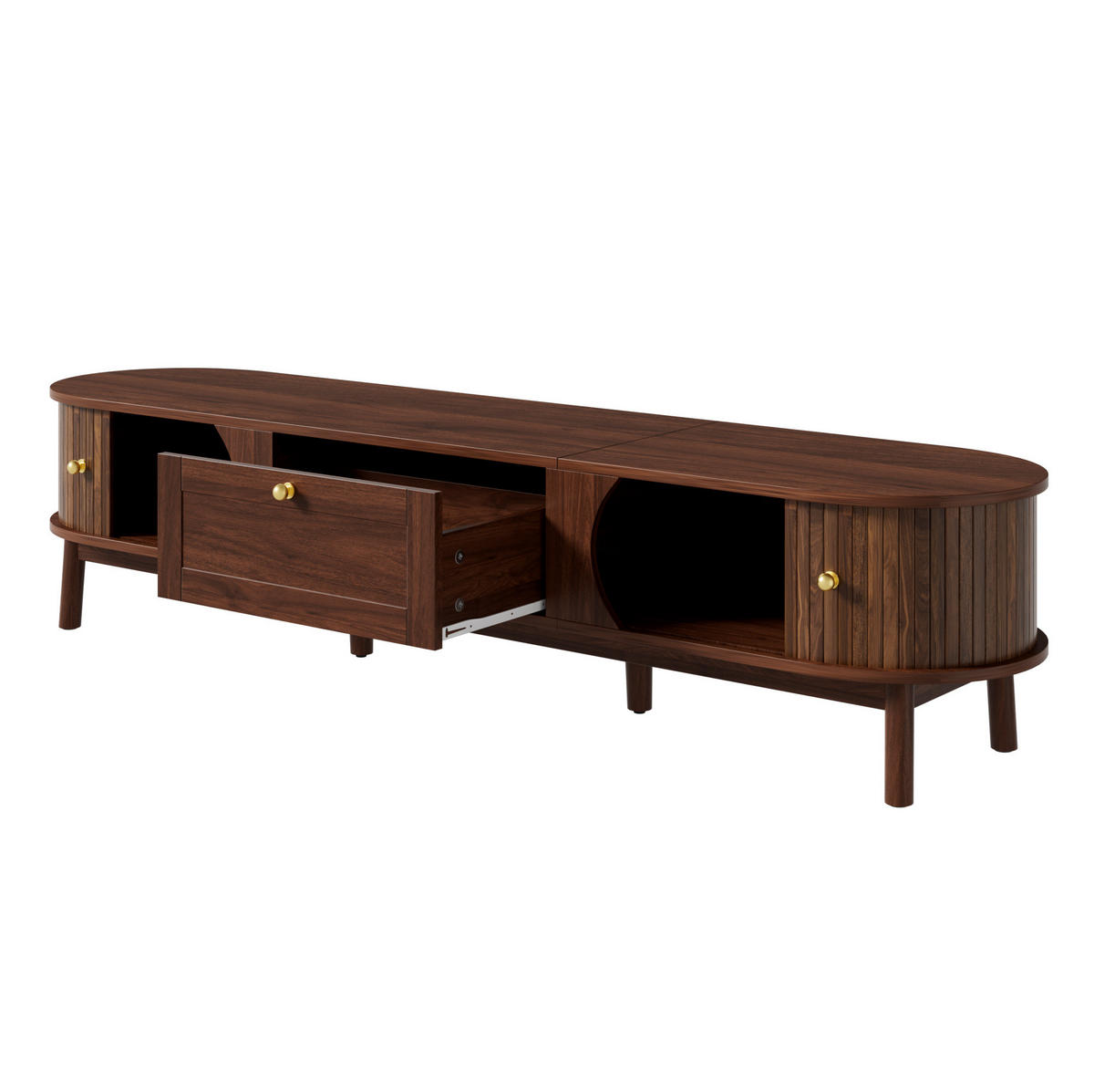 TV-SCHRANK mit Schublade und Schiebetüren 170 cm MDF Walnut - Braun, Holzwerkstoff (39.5/38/170cm) - Beauniv