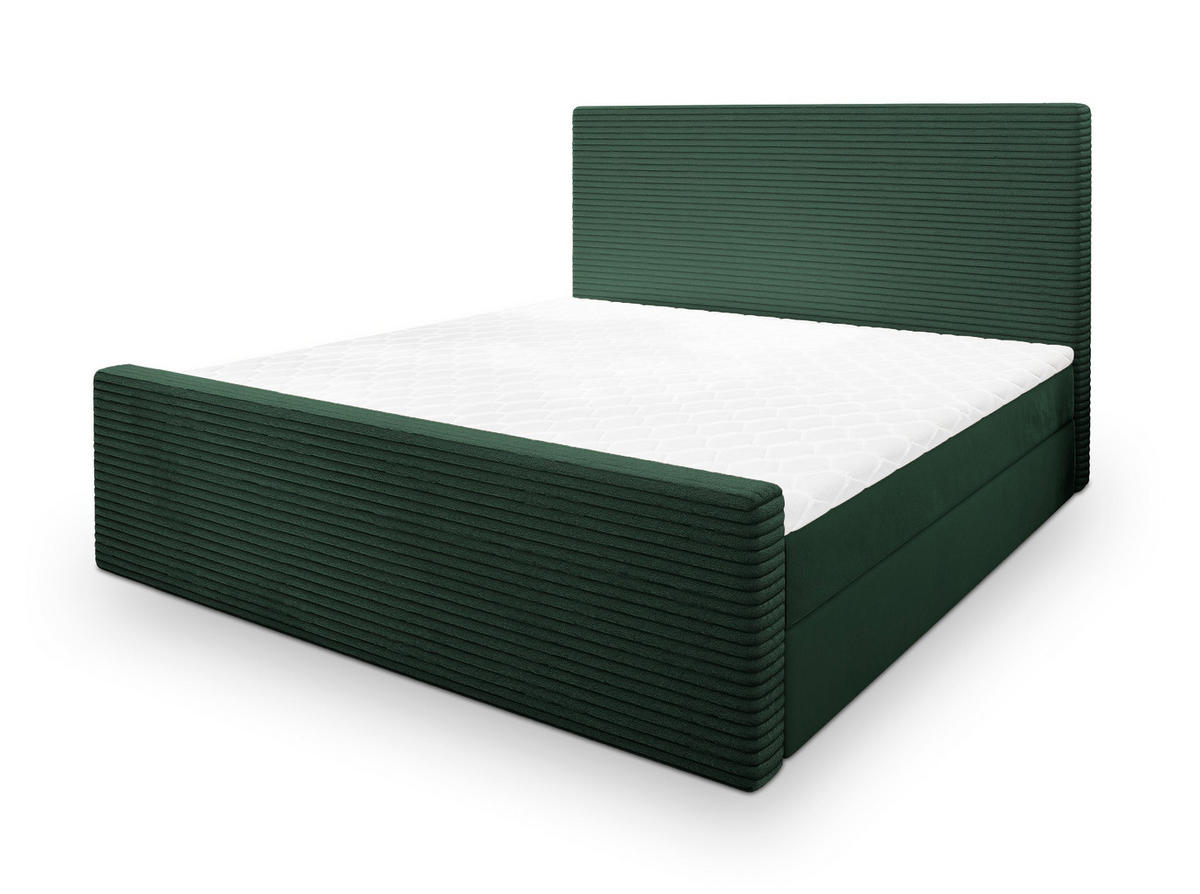 POSTEL BOXSPRING ALORIA 180x200 cm, s matrací a úložným prostorem, tmavě zelená - tmavě zelená, kompozitní dřevo/textil (180/200cm) - MASSENO