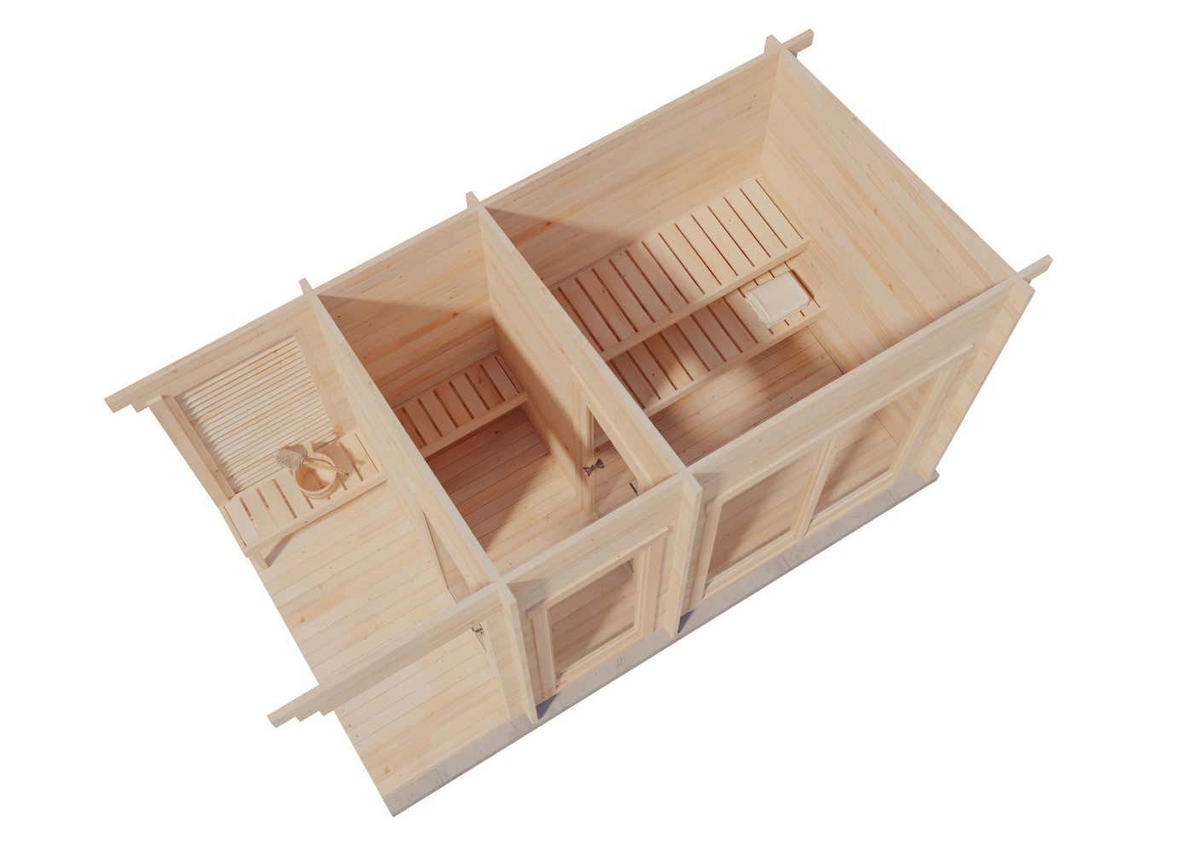 GARTENSAUNA Holz Lizzy M - Naturfarben, Holz (434/262/251cm) - FinnTherm