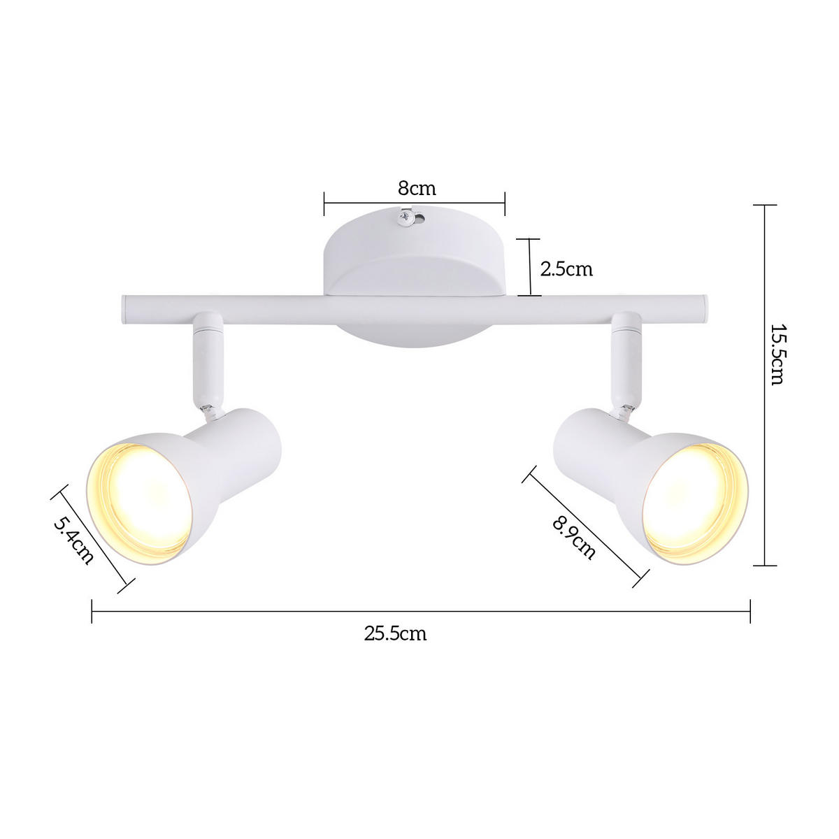 STRAHLER 2 Flammig-GU10 8*15.5*25.5 - Weiß, Metall (25.5/8/15.5cm) - ZMH