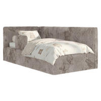 POLSTERBETT TILVO ALTA 90/200 - Hellbraun Cord - Multitaschenfederkernmatratze - Links - Hellbraun, Textil (90/200cm) - MKS