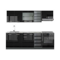 KITCHENETTE R-Line Negru lucios/antracit 240 cm , AP Marmură - negru cu luciu intens/antracit, compozit lemnos (240/206.8/60cm) - Vicco