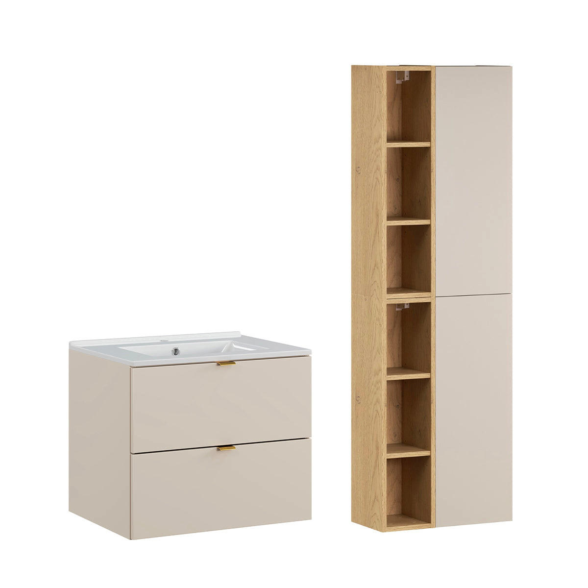 BADMÖBEL 60cm Azel 2er-Set Kaschmir - Kaschmir, Holzwerkstoff (60/50/46cm) - Petits-meubles
