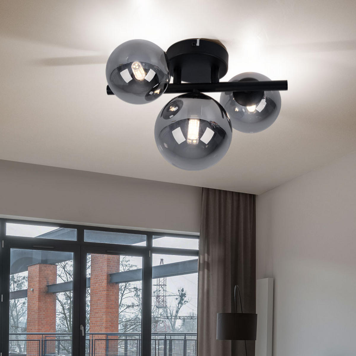 LED DECKENLEUCHTE Glas Schwarz - Schwarz, Glas (19/21/28cm) - Globo Lighting