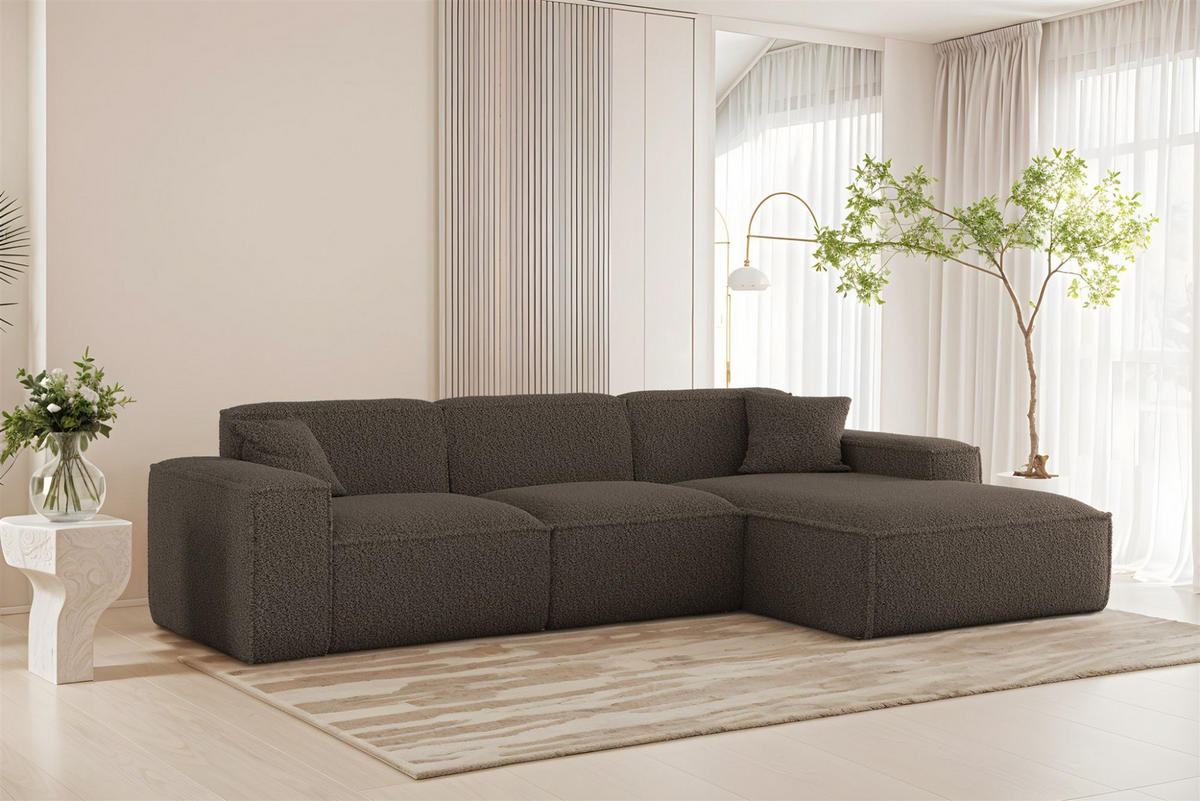 ECKSOFA Celes Premium In Sven - Braun, Holzwerkstoff/Textil (266/165cm) - Fun Möbel
