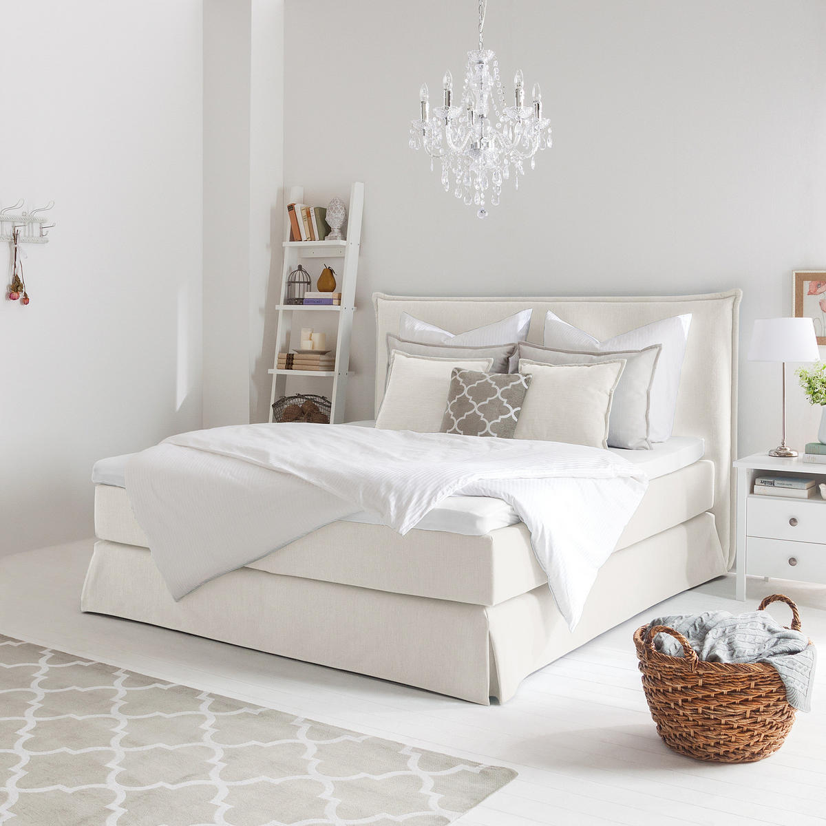 BOXSPRINGBETT mit Husse - Platinfarben, Textil (160/200cm) - home24