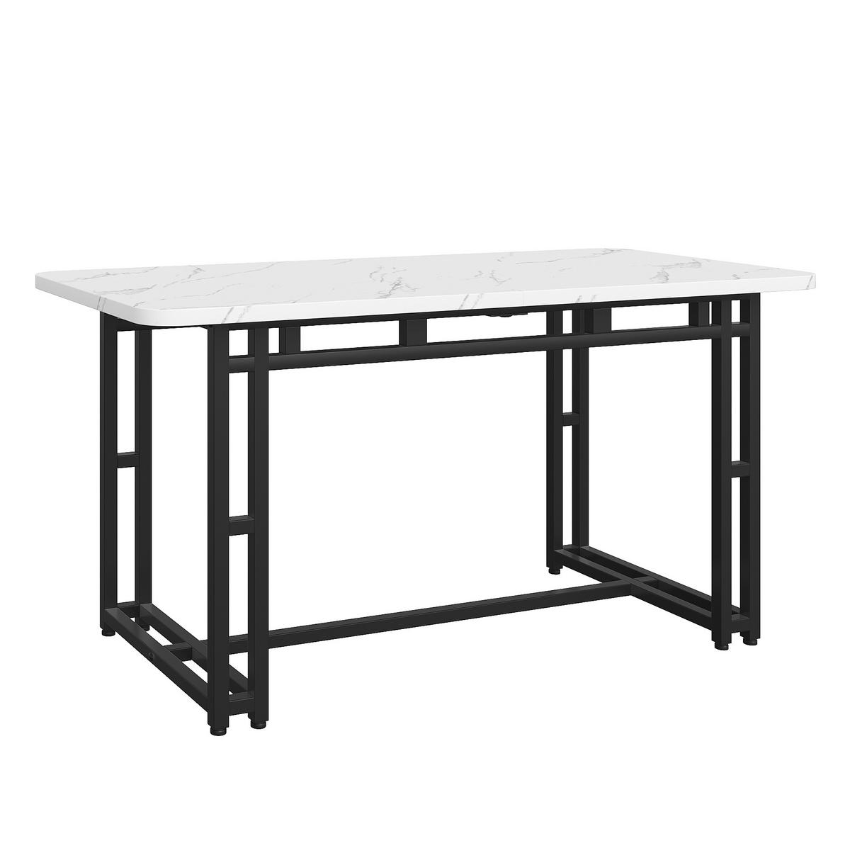 ESSTISCH 120/70 cm schwarz mit Metallbeinen luxuriös - Weiß, Holzwerkstoff (120/70/74cm) - OKWISH