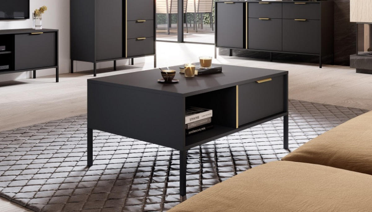 COUCHTISCH Anthrazit LARYSA H Mit Metallgestell 60x61x44.4 cm - Graphitfarben, Holzwerkstoff (61/60/44.4cm) - Sepro Meble