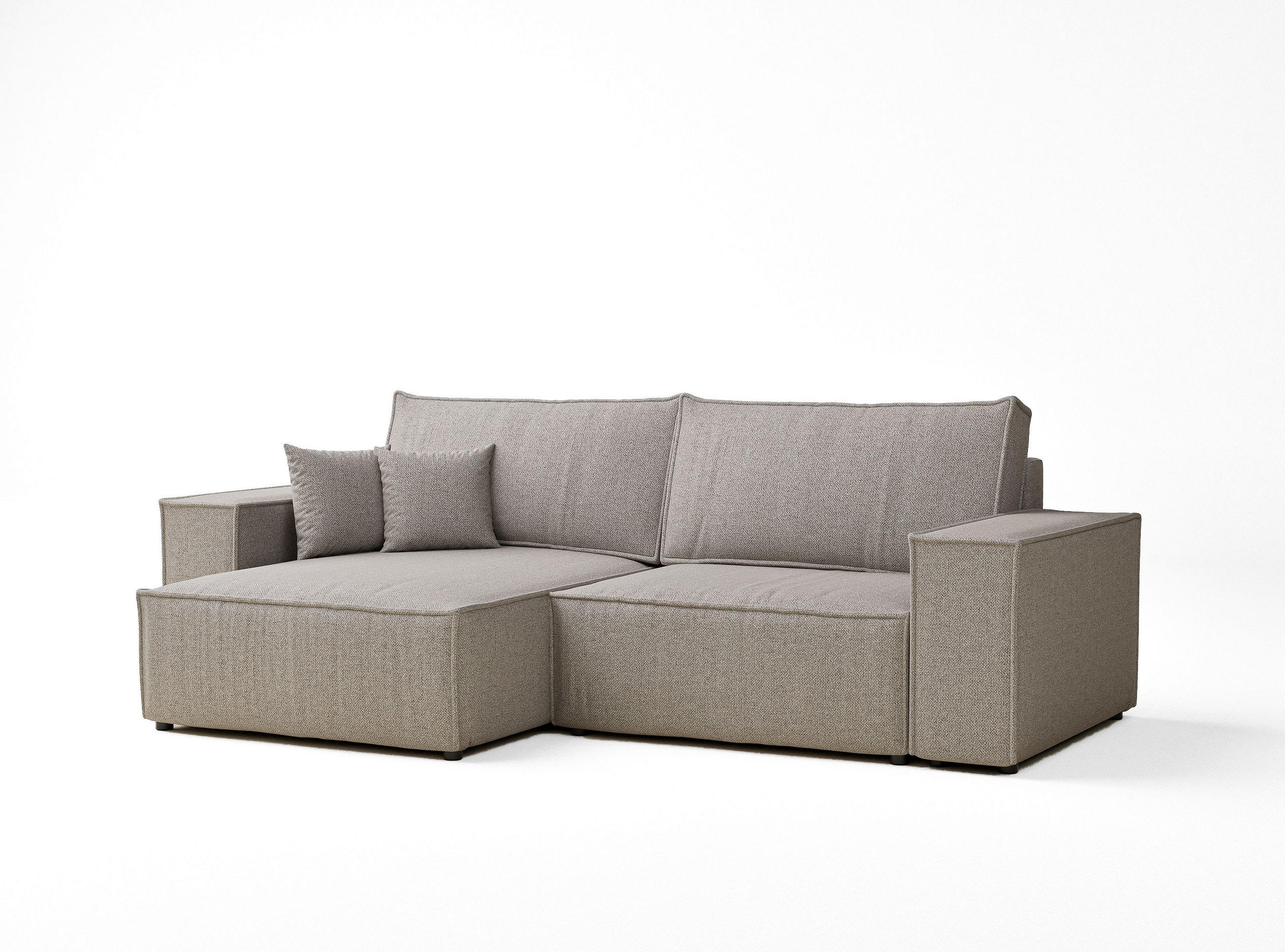 ECKSOFA MIT SCHLAFFUNKTION Zaya Seidengrau Webstoff - Beige/Schwarz, Holz/Holzwerkstoff (255/148cm) - Maison de Reve