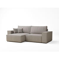 ECKSOFA MIT SCHLAFFUNKTION Zaya Seidengrau Webstoff - Beige/Schwarz, Holz/Holzwerkstoff (255/148cm) - Maison de Reve