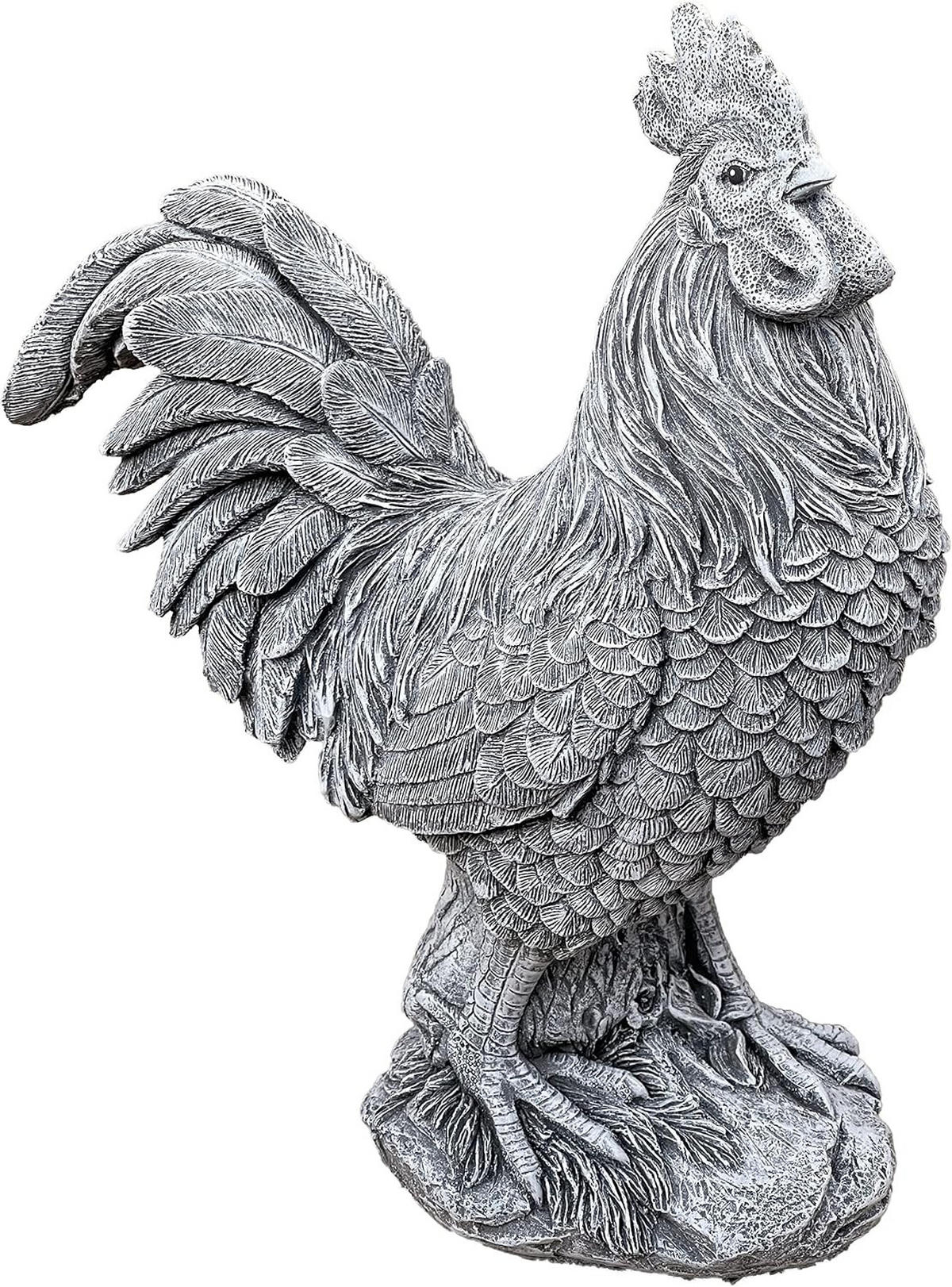 STEINFIGUR Hahn Il Gallo frostfest Steinguss - Grau, Stein (29/34/14cm) - stoneandstyle