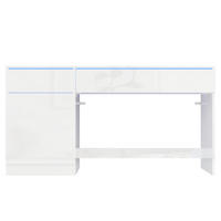 SCHREIBTISCH Weiß Hochglanz 120/50/78 cm mit LED-Beleuchtung und Schubladen - Weiß, Holzwerkstoff (50/120/78cm) - PANGIVO