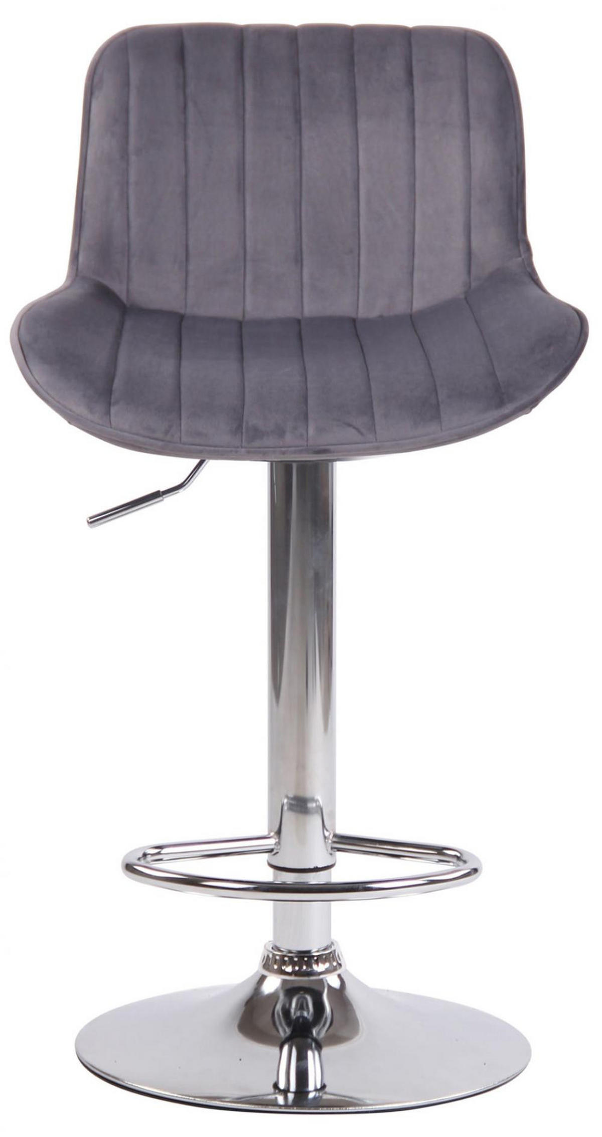 BARHOCKER 2er Set Samt dunkelgrau - Chromfarben/Dunkelgrau, Textil/Metall (50/86/50cm) - CLP
