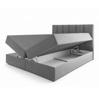 BOXBETT MEREA 140x200 cm mit Bettkasten und Matratze - Grau - Schwarz/Grau, Holz/Holzwerkstoff (140/200cm) - AX Living