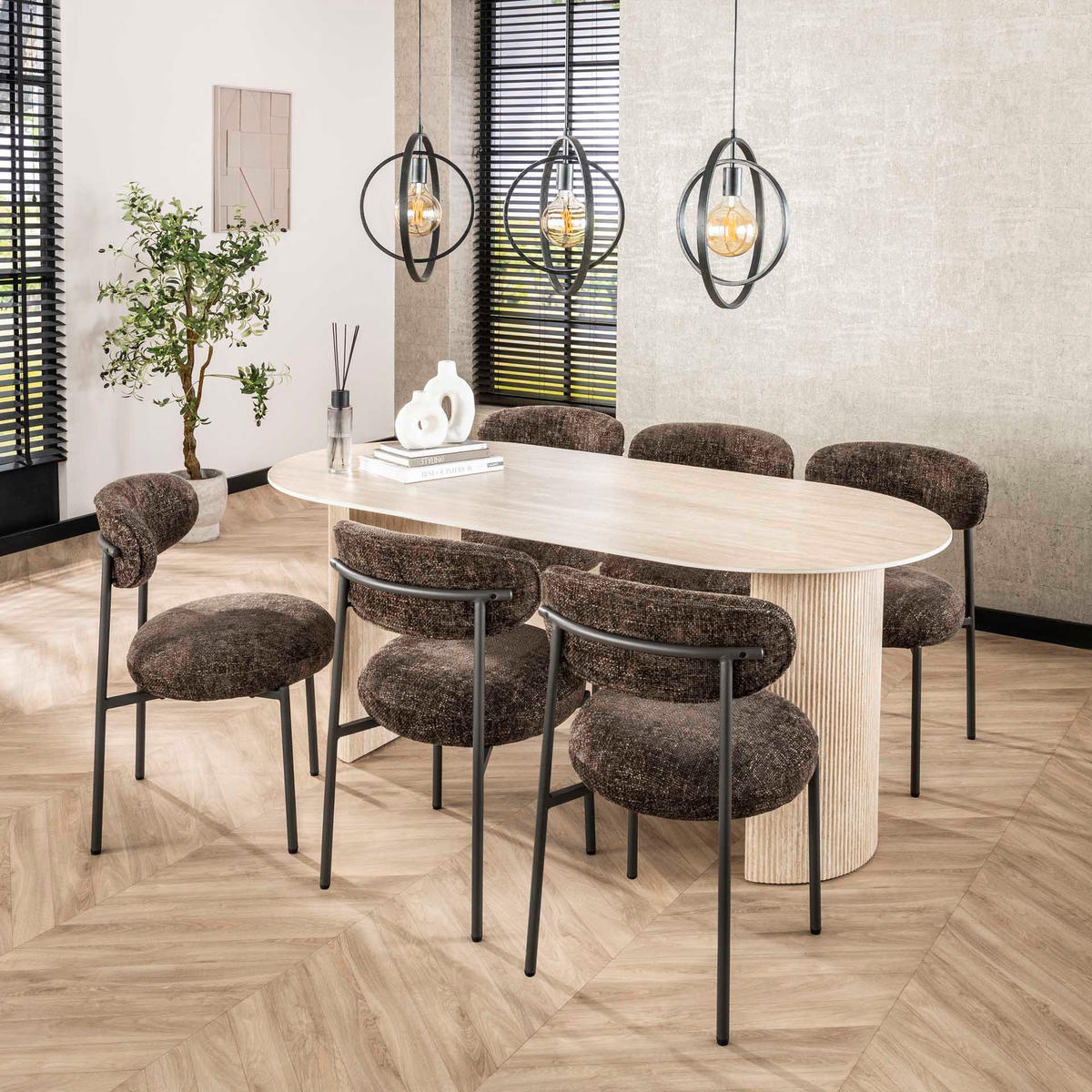 ESSZIMMERSTUHL Rund Braun 57/52/ 52 cm 2er-Set - Braun, Textil (52/52/57cm) - Hoyz Collection