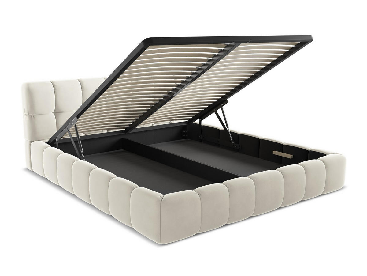 POLSTERBETT mit Bettkasten und Lattenrost 200x228 Beige - Beige/Creme, Kunststoff/Textil (180/200cm) - Makamii