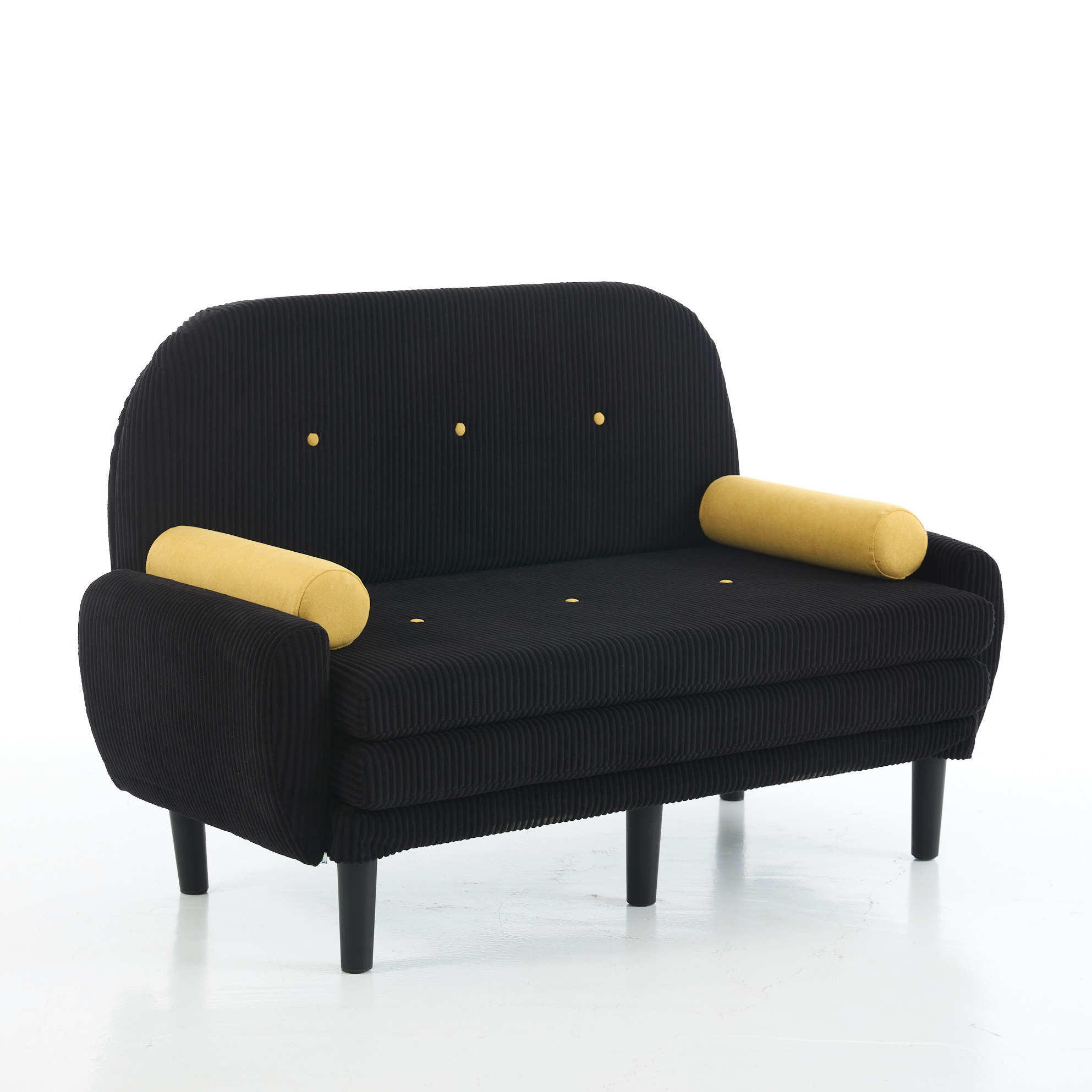 MULTIFUNKTIONS2-SITZER 133/77/85 cm schwarz aus Cord mit verstellbarer Rückenlehne - Schwarz, Textil (77/85/133.5cm) - OKWISH