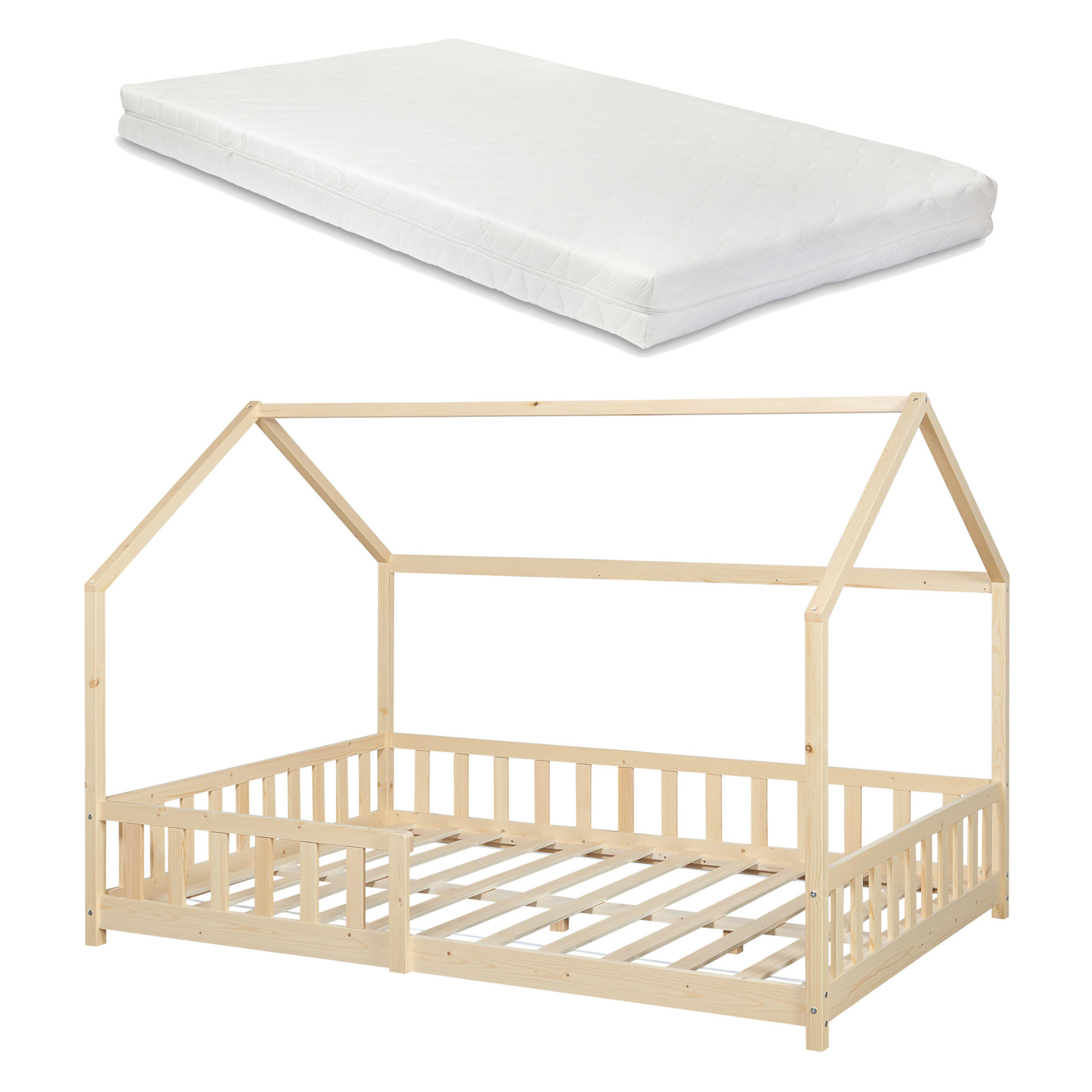 [en.casa] Hausbett Natur 120x200 cm