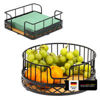 OBSTKORB mit Serviettenhalter, Bambus, Metall, schwarz - Schwarz, Metall (24/9.5cm) - bremermann